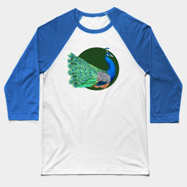 Peacock Baseball T-Shirt by Khalico